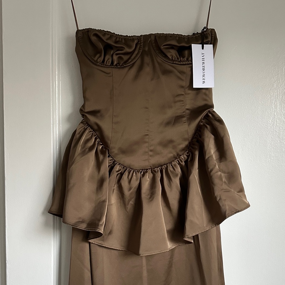 WeWoreWhat Brown Strapless Wedding Dress